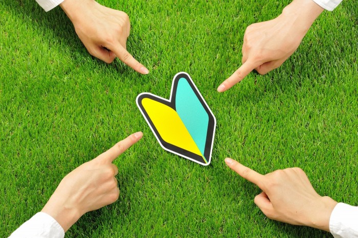 初心者マークを指す指